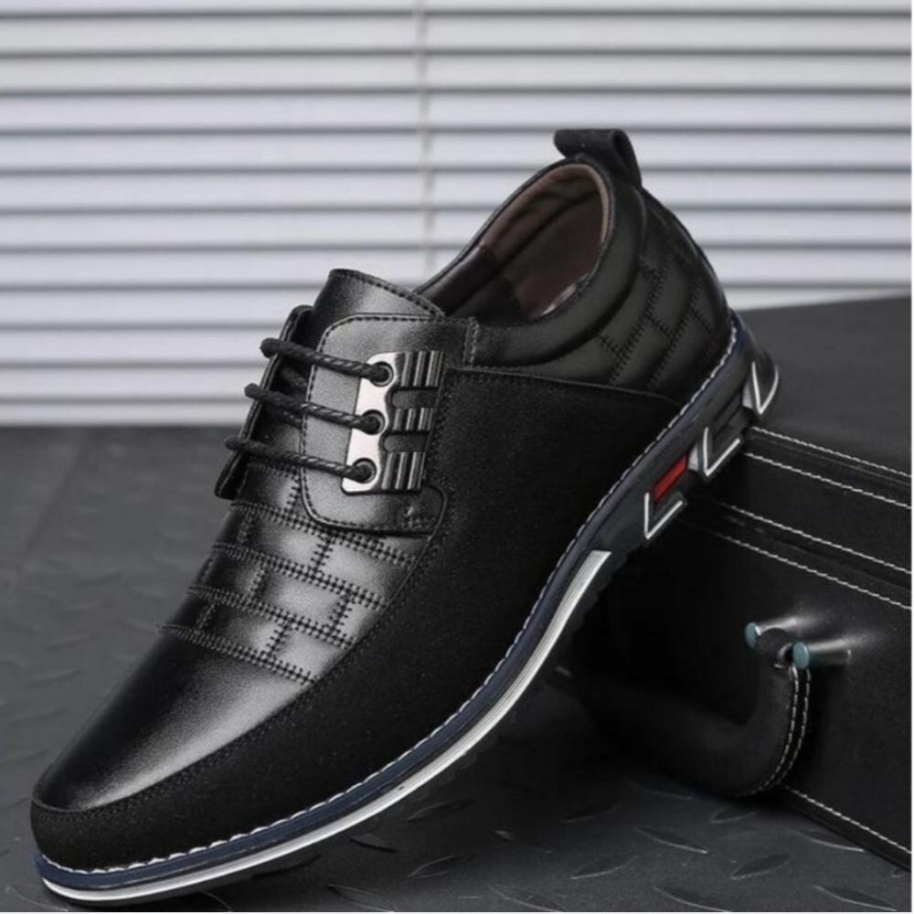 Gatsby Men's Oxford Derby Orthopedic Slip Resistant Black Leather Dress Shoes